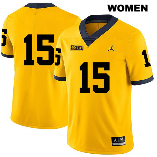 Women's NCAA Michigan Wolverines Christopher Hinton #15 No Name Yellow Jordan Brand Authentic Stitched Legend Football College Jersey AE25J25NL